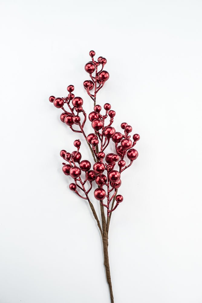 Red Metallic Berry Spray - 27" - Greenery MarketXG1140R