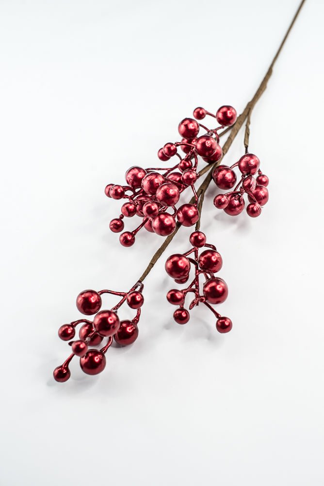 Red Metallic Berry Spray - 27" - Greenery MarketXG1140R