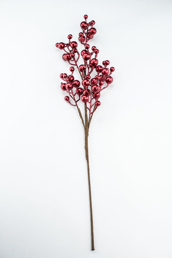 Red Metallic Berry Spray - 27" - Greenery MarketXG1140R
