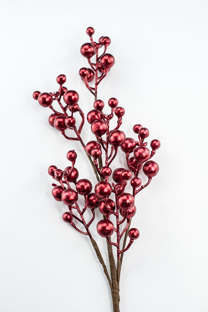 Red Metallic Berry Spray - 27" - Greenery MarketXG1140R