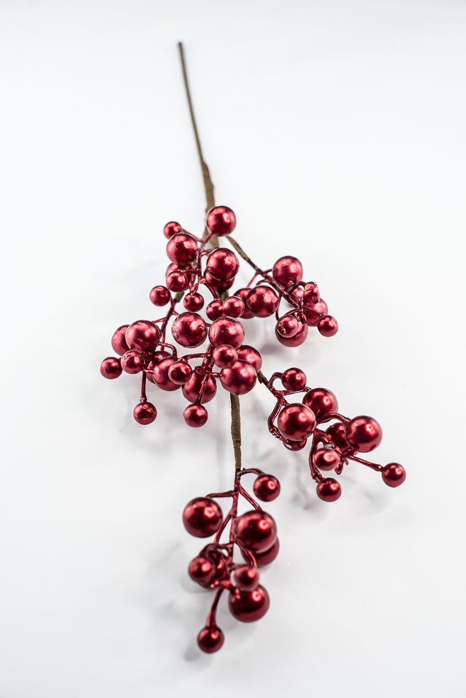 Red Metallic Berry Spray - 27" - Greenery MarketXG1140R