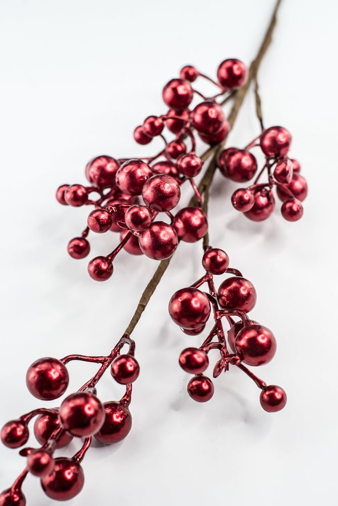 Red Metallic Berry Spray - 27" - Greenery MarketXG1140R