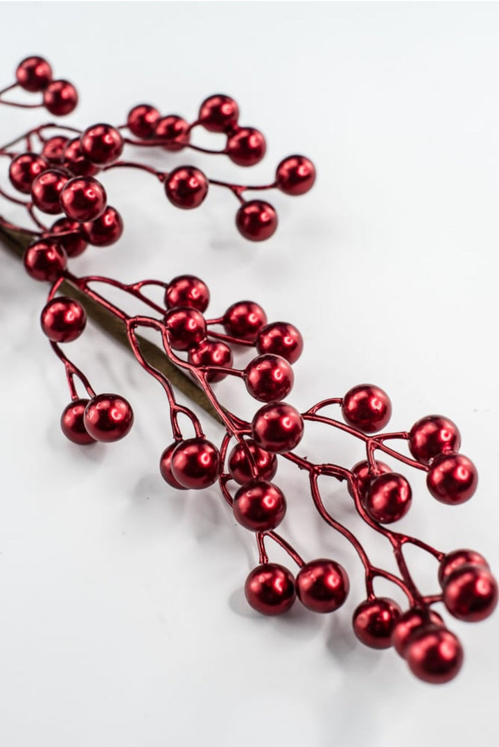 Red Metallic Berry Spray - 28" - Greenery MarketXG1139R