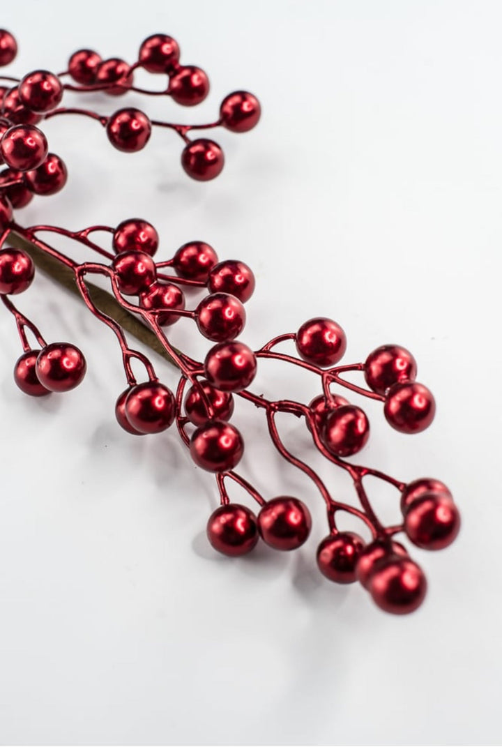 Red Metallic Berry Spray - 28" - Greenery MarketXG1139R