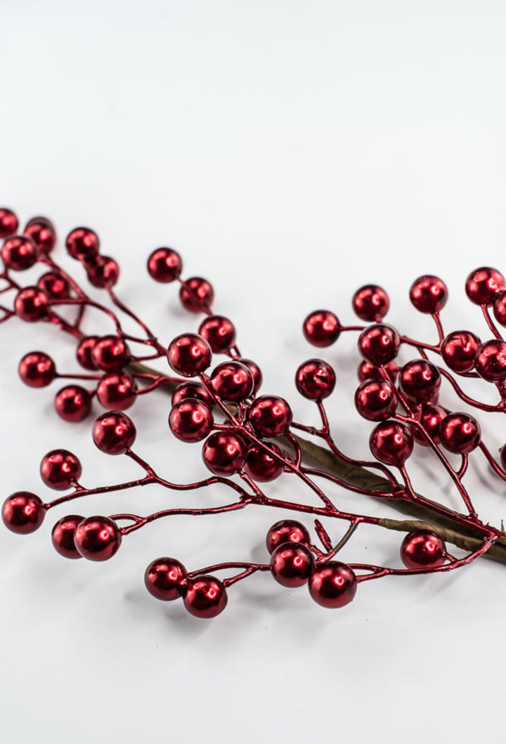 Red Metallic Berry Spray - 28" - Greenery MarketXG1139R
