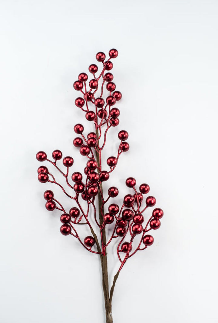Red Metallic Berry Spray - 28" - Greenery MarketXG1139R