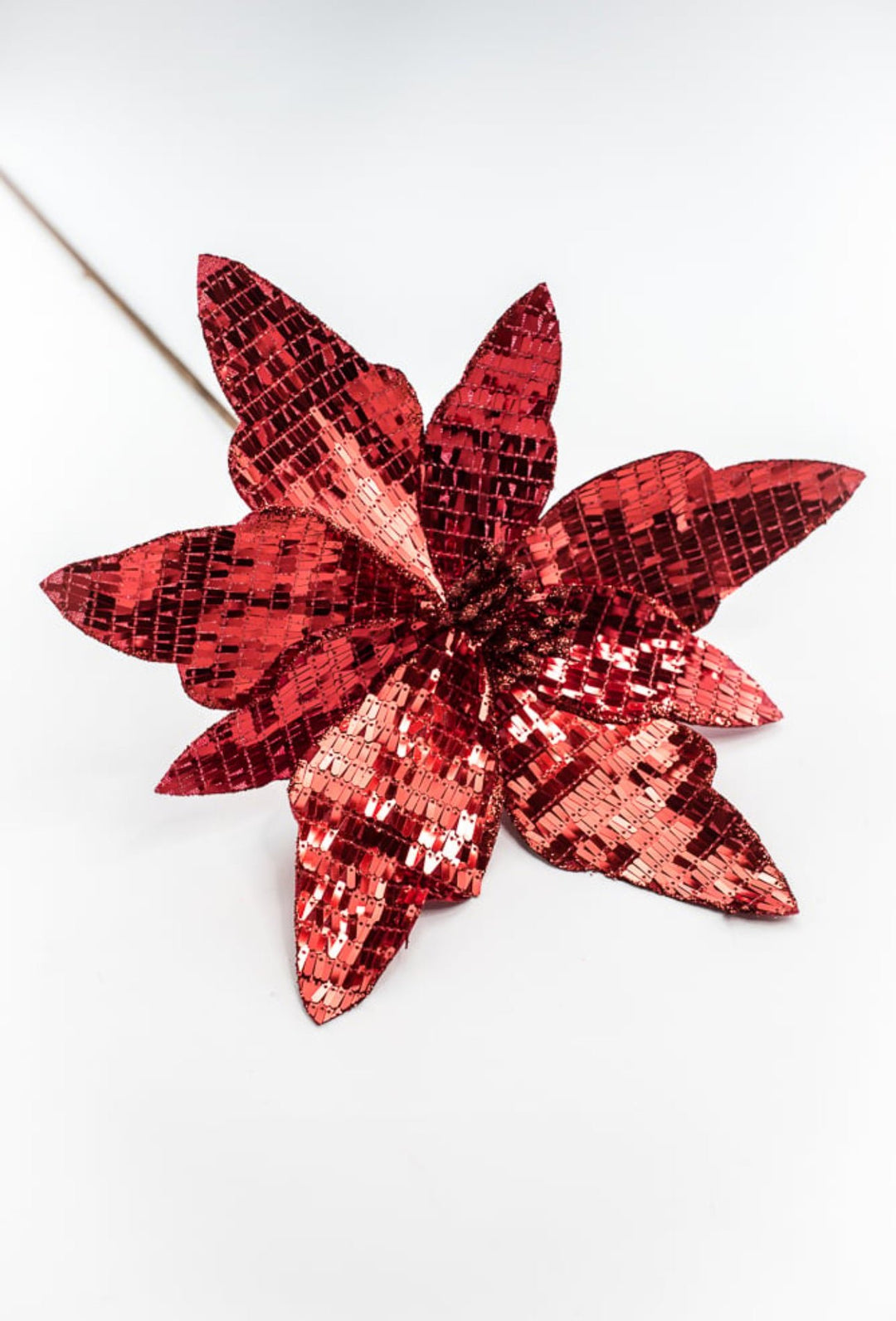 Red mirrored poinsettia stem - Greenery MarketSeasonal & Holiday DecorationsMTX70412 RED