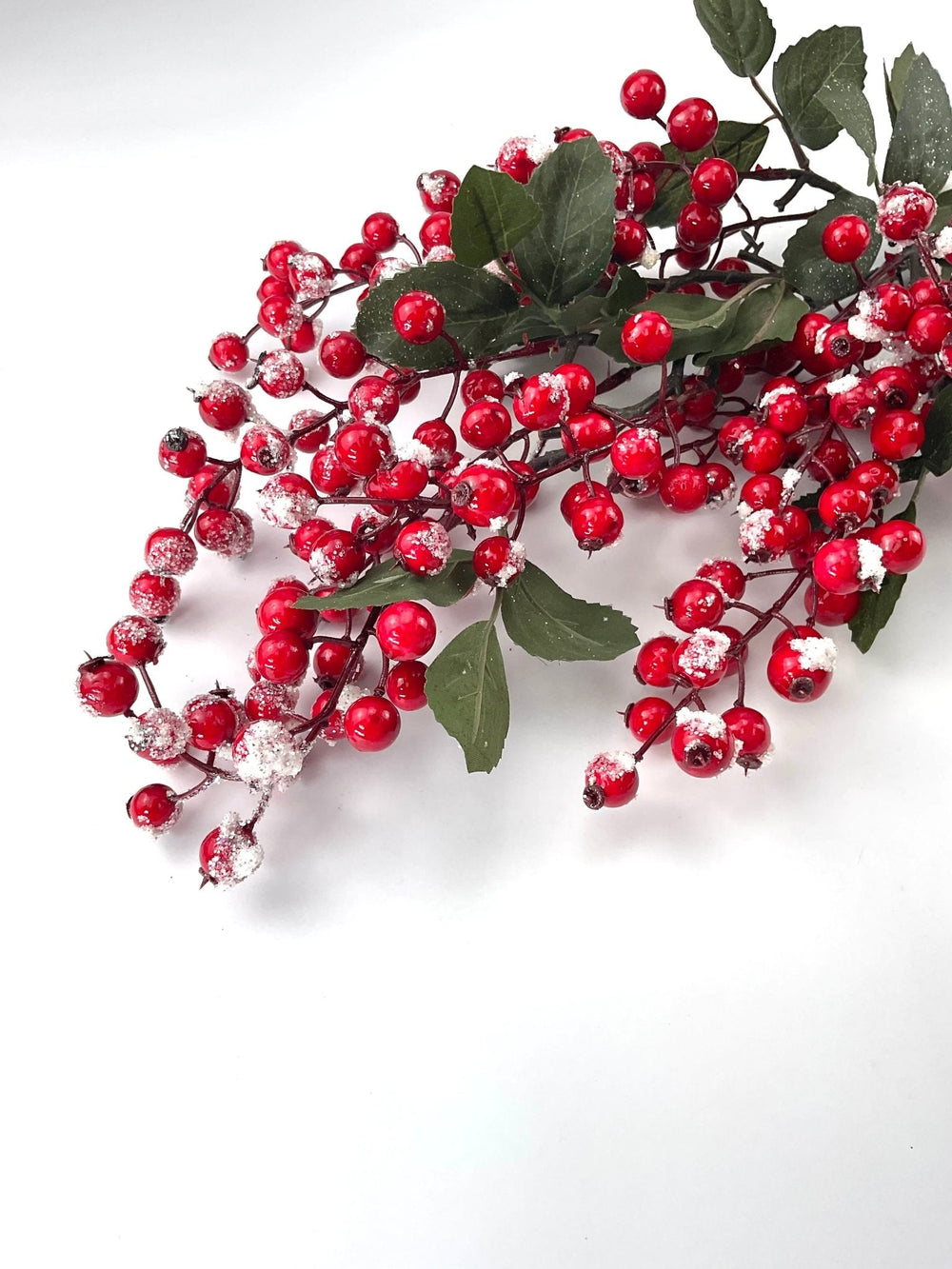 Red nandina berry spray with snow - Greenery MarketXB557 - RW