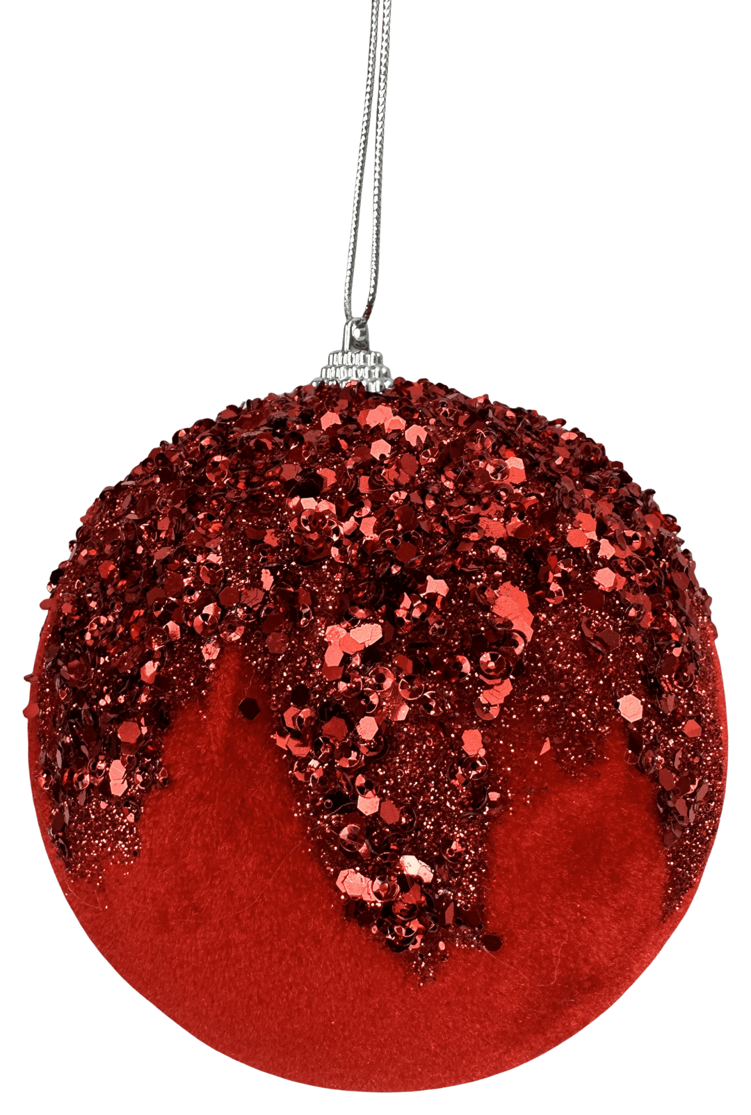 Red Ornament Sequin Velvet Ball - 5" - Greenery Market86666RD