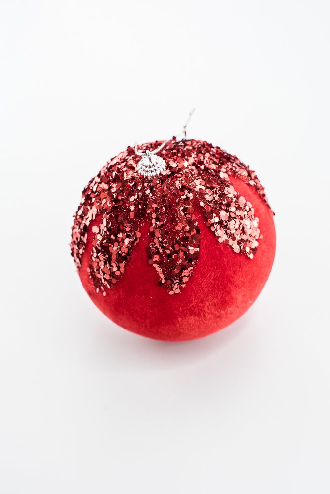 Red Ornament Sequin Velvet Ball - 5" - Greenery Market86666RD