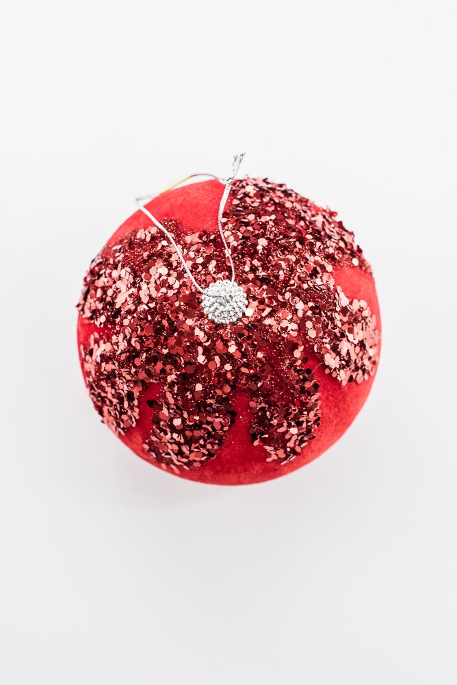 Red Ornament Sequin Velvet Ball - 5" - Greenery Market86666RD