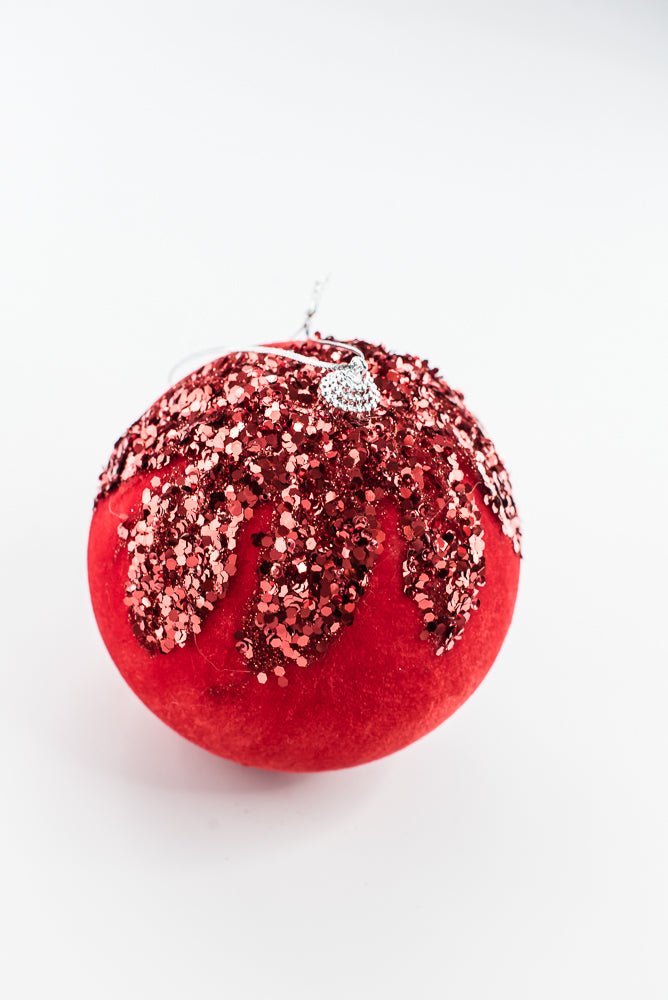 Red Ornament Sequin Velvet Ball - 5" - Greenery Market86666RD