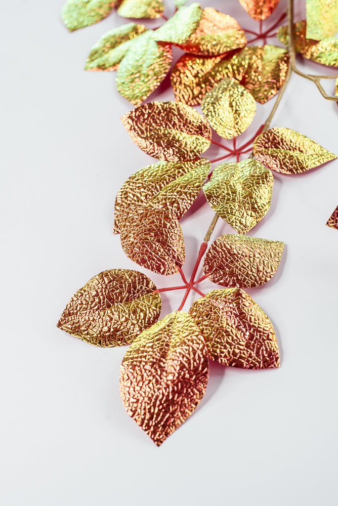 Red Pearl Metallic Schefflera Leaf Spray - 50" - Greenery MarketXFS930-RE