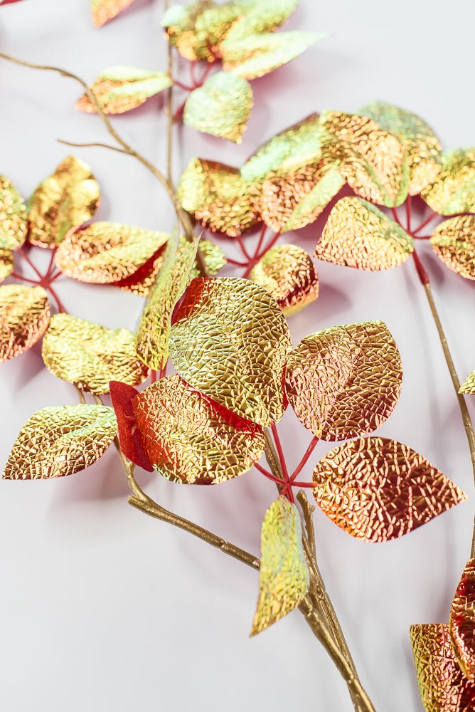 Red Pearl Metallic Schefflera Leaf Spray - 50" - Greenery MarketXFS930-RE