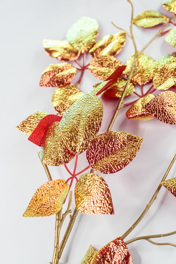 Red Pearl Metallic Schefflera Leaf Spray - 50" - Greenery MarketXFS930-RE
