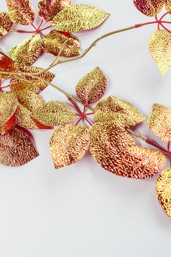 Red Pearl Metallic Schefflera Leaf Spray - 50" - Greenery MarketXFS930-RE