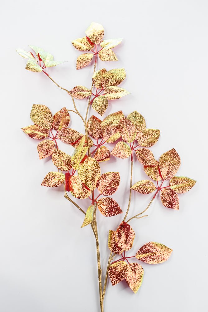 Red Pearl Metallic Schefflera Leaf Spray - 50" - Greenery MarketXFS930-RE