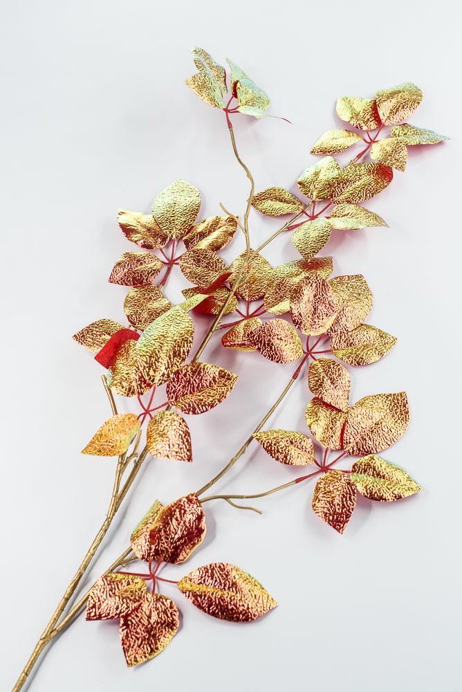 Red Pearl Metallic Schefflera Leaf Spray - 50" - Greenery MarketXFS930-RE