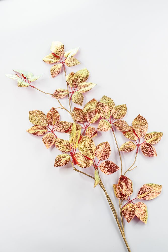 Red Pearl Metallic Schefflera Leaf Spray - 50" - Greenery MarketXFS930-RE