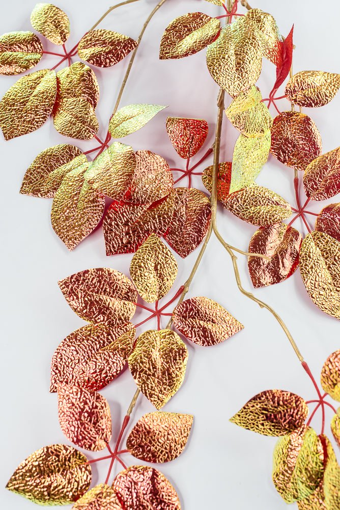 Red Pearl Metallic Schefflera Leaf Spray - 50" - Greenery MarketXFS930-RE