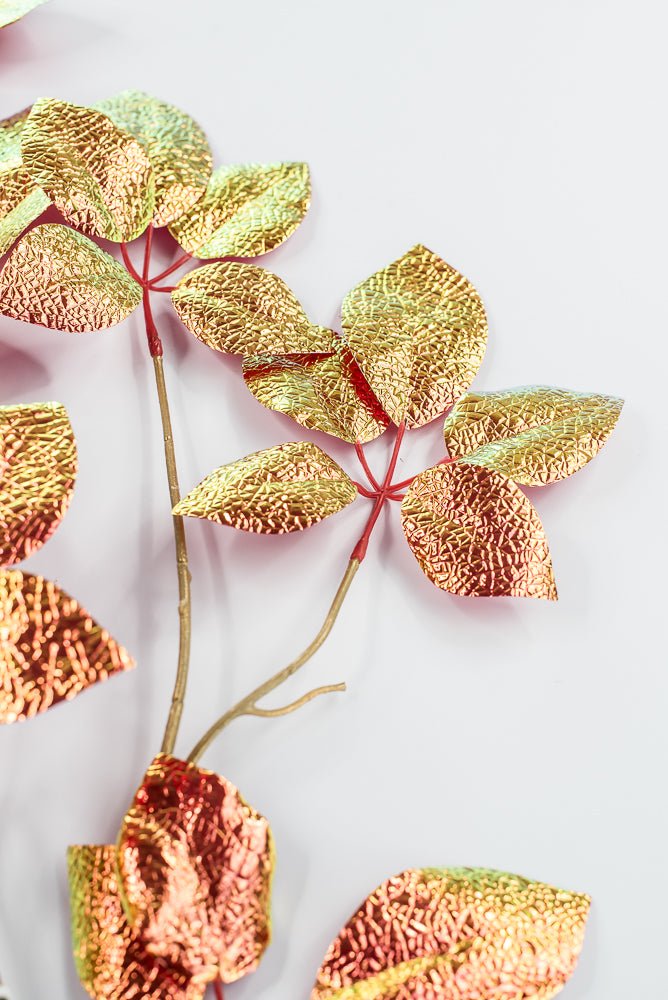 Red Pearl Metallic Schefflera Leaf Spray - 50" - Greenery MarketXFS930-RE