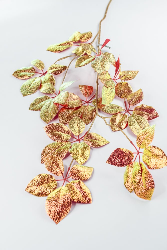 Red Pearl Metallic Schefflera Leaf Spray - 50" - Greenery MarketXFS930-RE