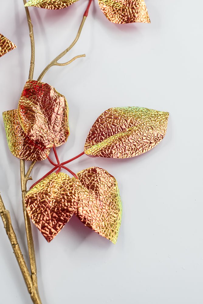Red Pearl Metallic Schefflera Leaf Spray - 50" - Greenery MarketXFS930-RE