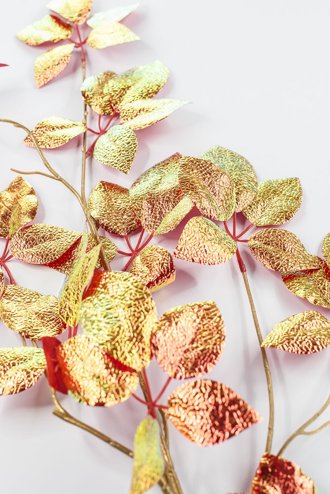 Red Pearl Metallic Schefflera Leaf Spray - 50" - Greenery MarketXFS930-RE