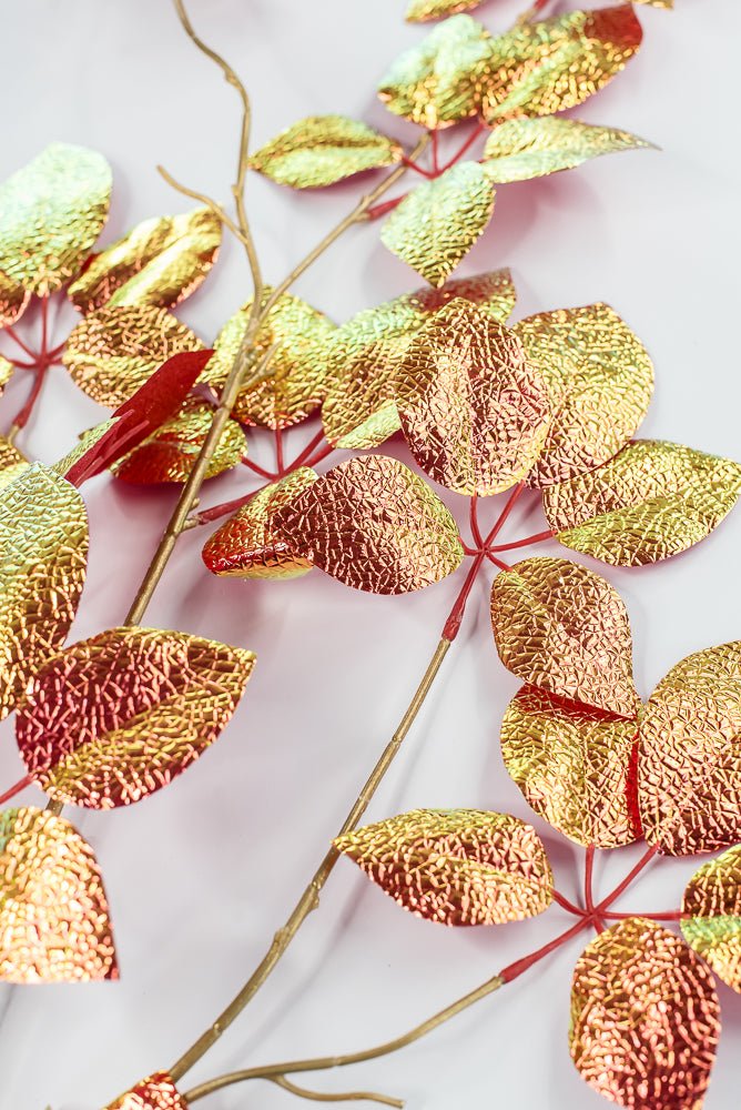 Red Pearl Metallic Schefflera Leaf Spray - 50" - Greenery MarketXFS930-RE