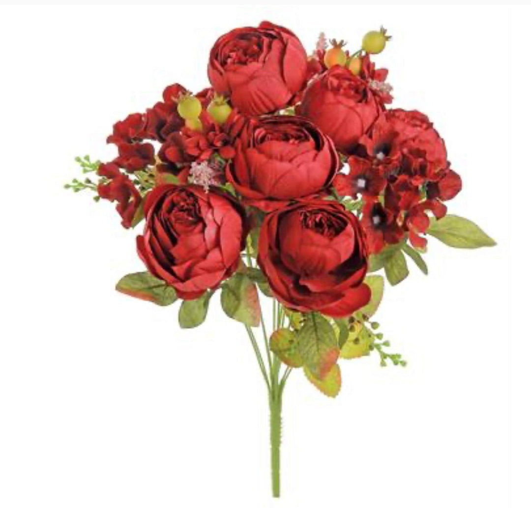 Red Peony and hydrangeas bush - Greenery MarketArtificial Flora5085 - R