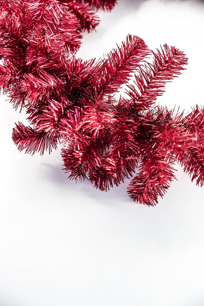 Red pine tinsel garland base - 9’ - Greenery Marketwreath base & containers85221 - RD