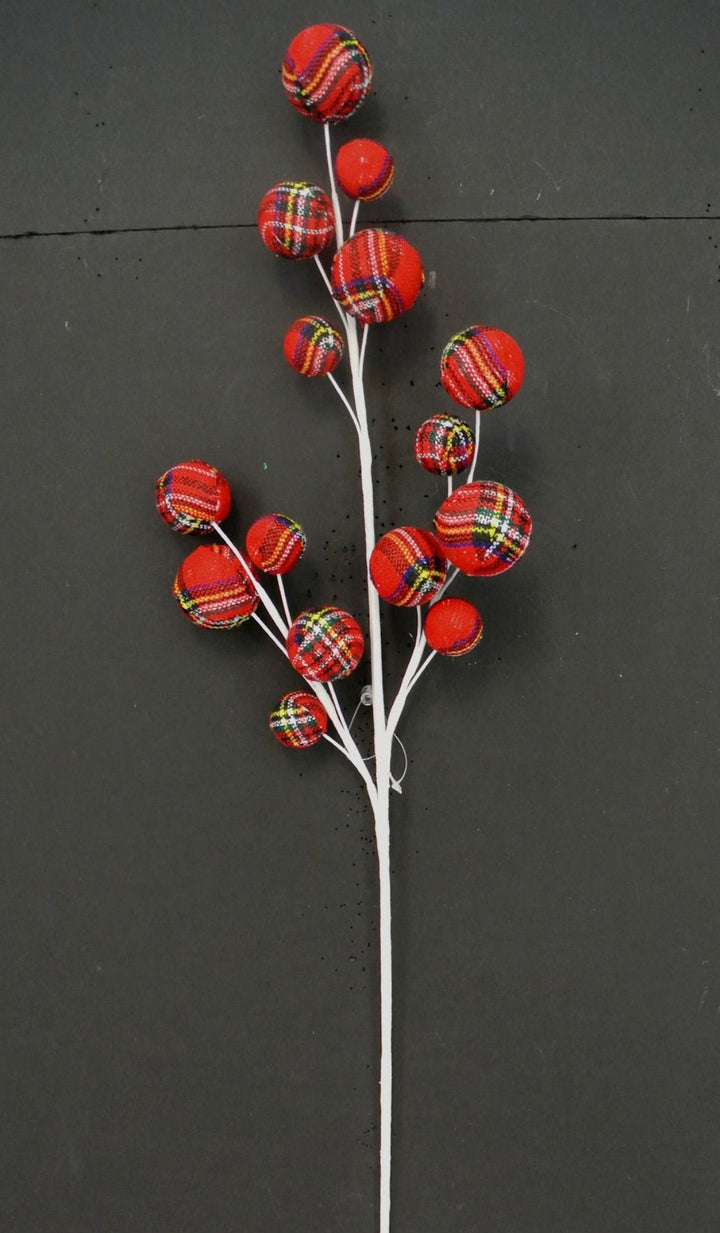 Red Plaid Ball Spray - Greenery Market40325 - RD