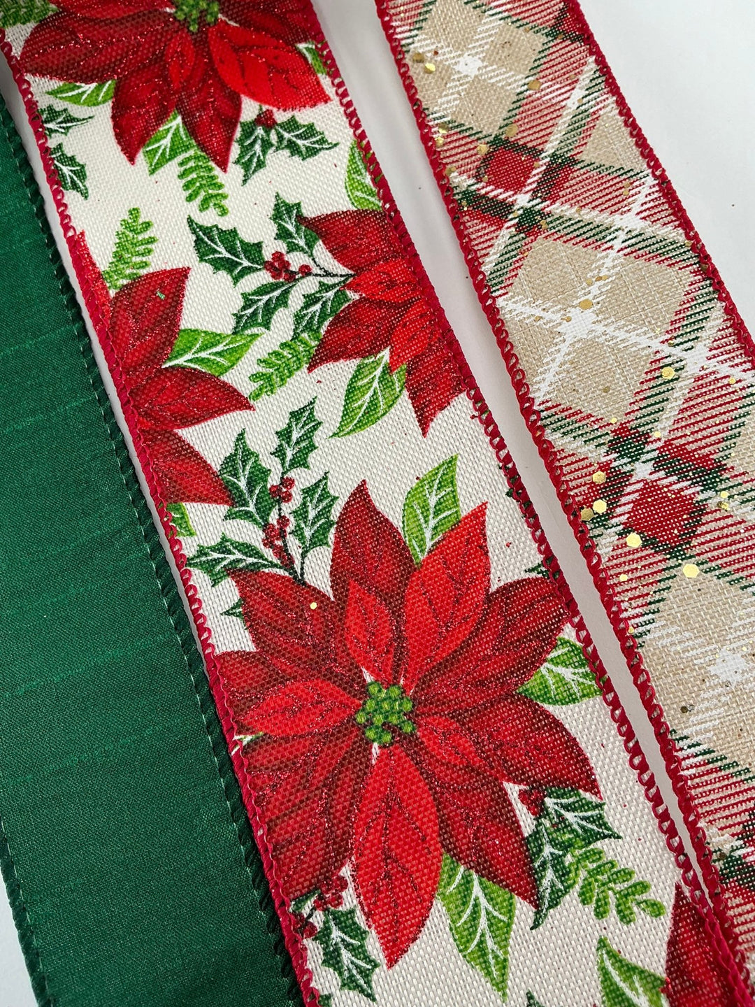 Red Poinsettia plaid bow bundle x 3 ribbons - Greenery MarketRibbons & TrimPoinsettiaplaidX3