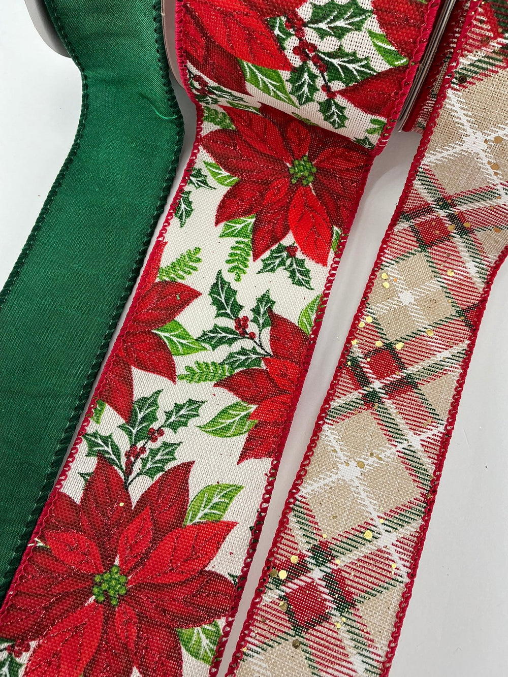 Red Poinsettia plaid bow bundle x 3 ribbons - Greenery MarketRibbons & TrimPoinsettiaplaidX3