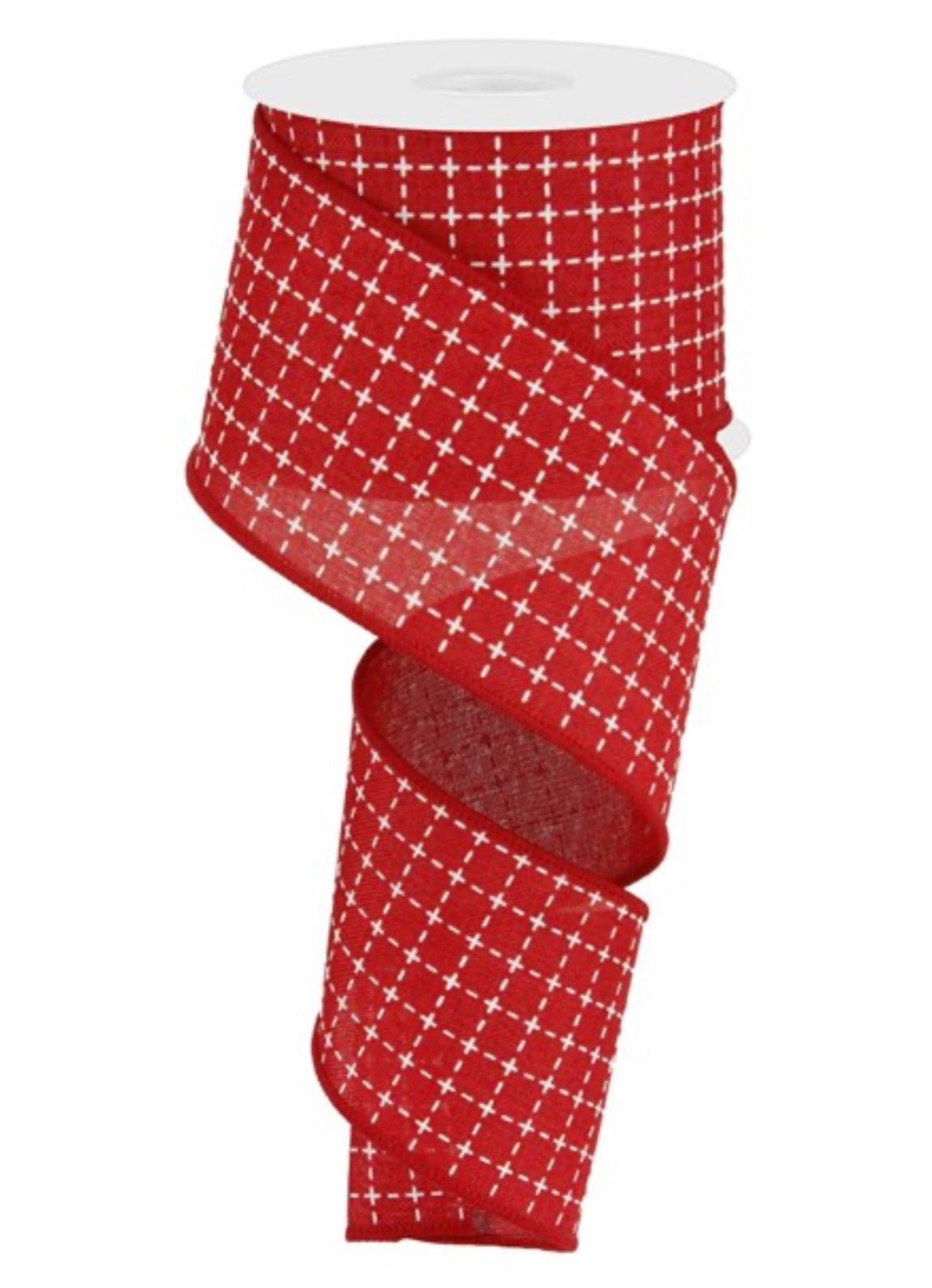 Red raised stitch, wired ribbon - 2.5” - Greenery MarketWired ribbonRG0167824