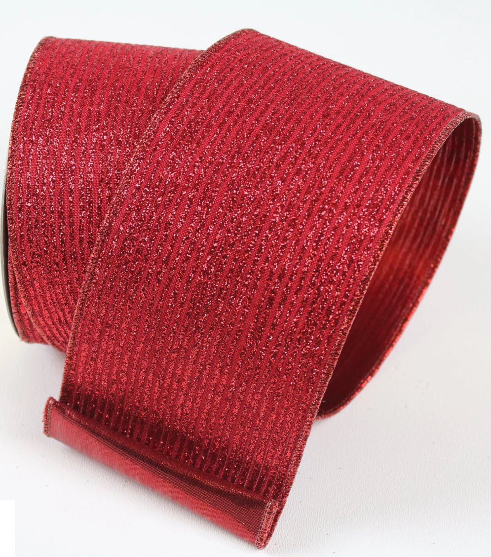 Red Random Stripes Farrisilk Wired Ribbon - 2.5