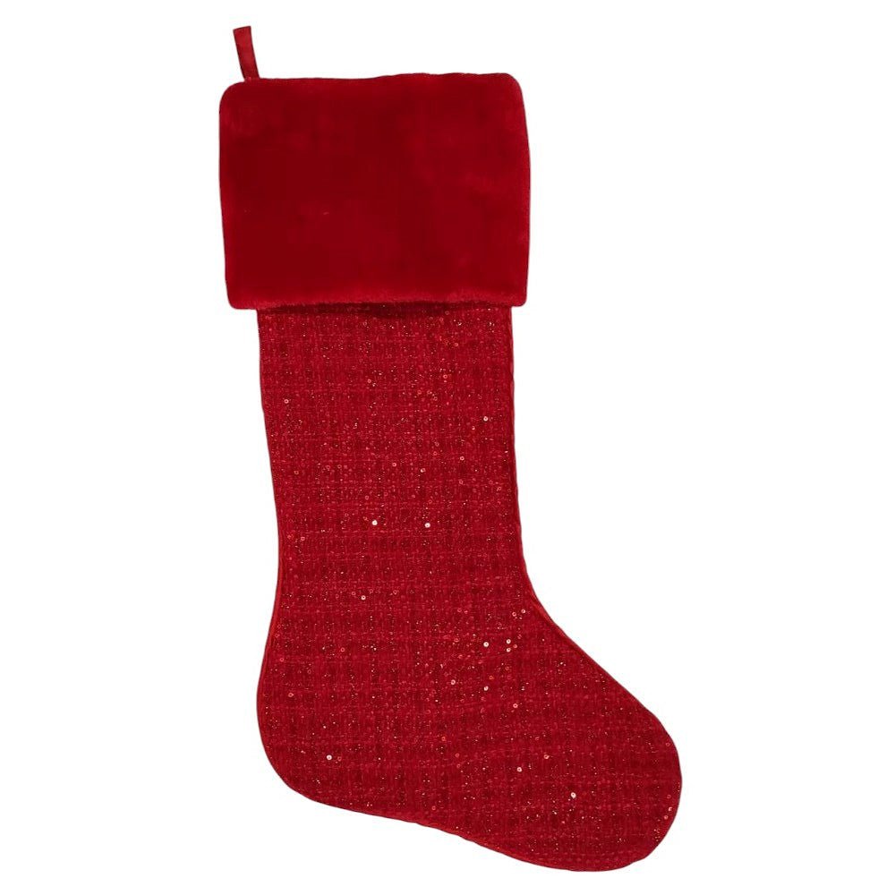 Red Sequin Fur Stocking - 25" - Greenery MarketChristmas Stockings258116
