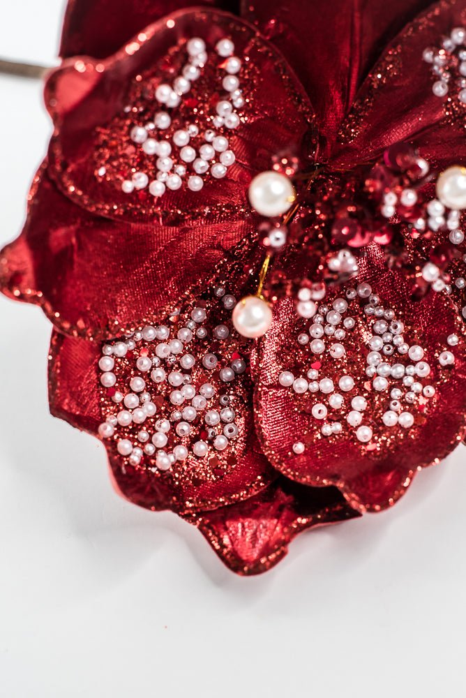 Red Sequin Magnolia Spray - 21" - Greenery MarketXG1116R