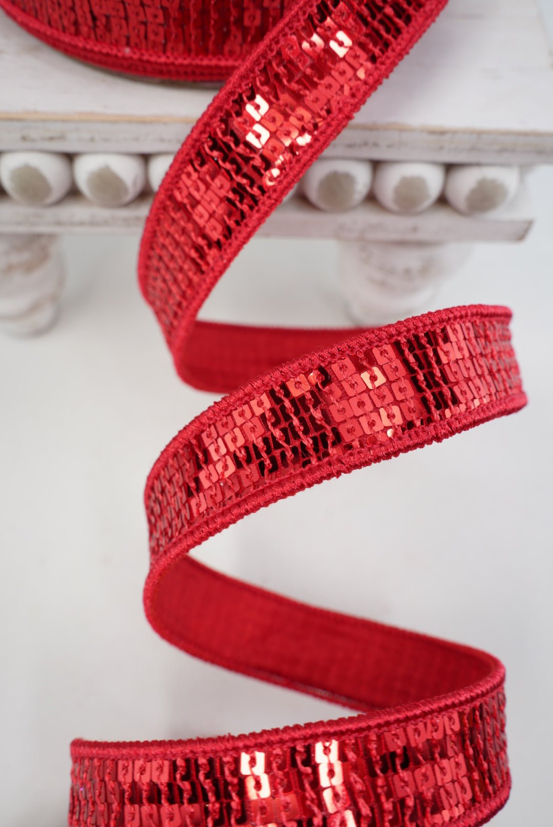 Red Sequin Wired Edge Ribbon - 1" - Greenery MarketWired Ribbon257782