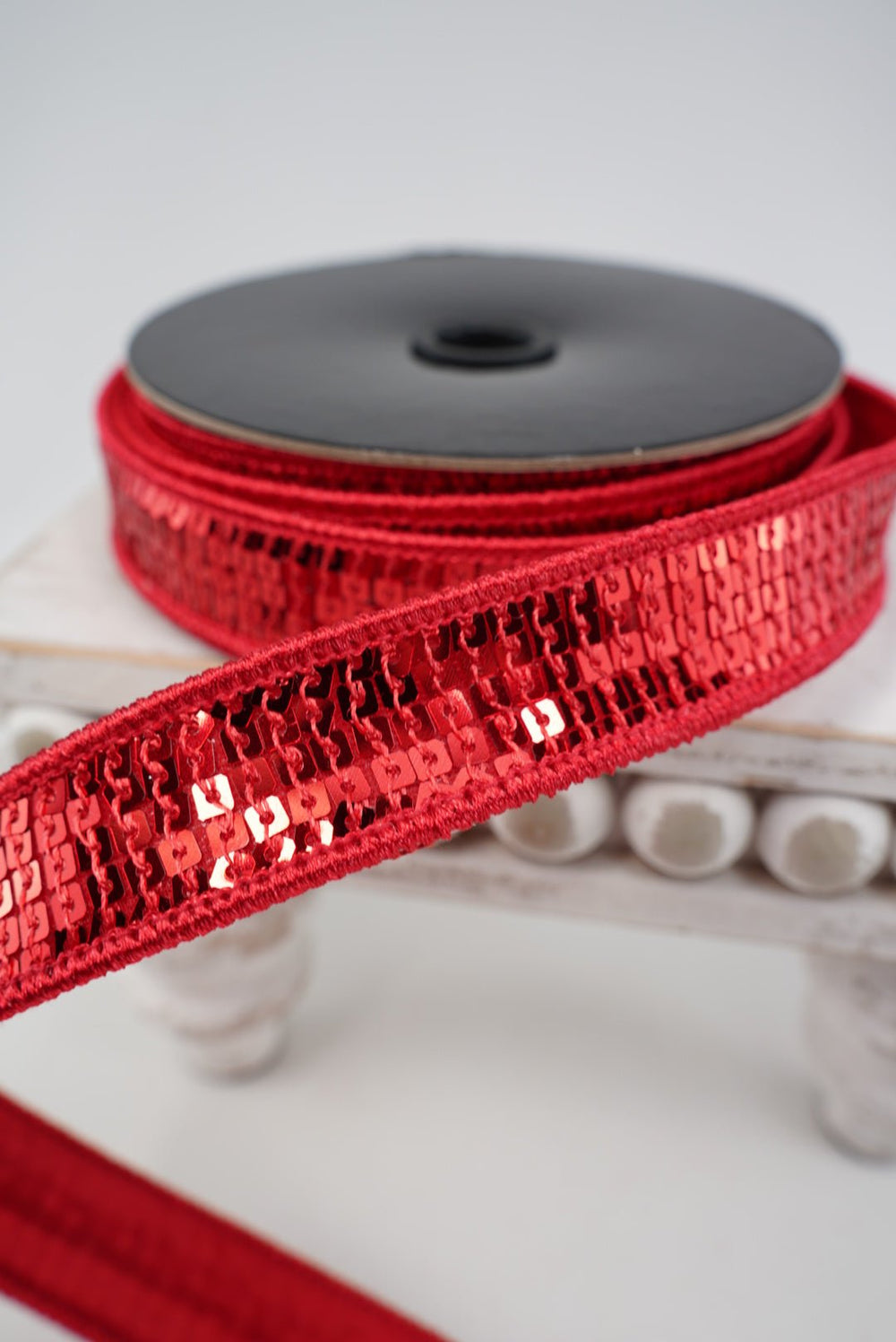 Red Sequin Wired Edge Ribbon - 1" - Greenery MarketWired Ribbon257782