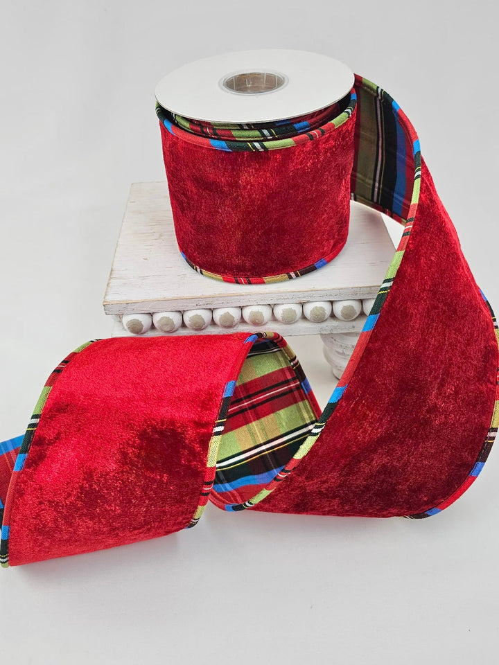 Red Sheldon Ribbon Plaid Backing & Piping - 4" - Greenery MarketXR602/4R