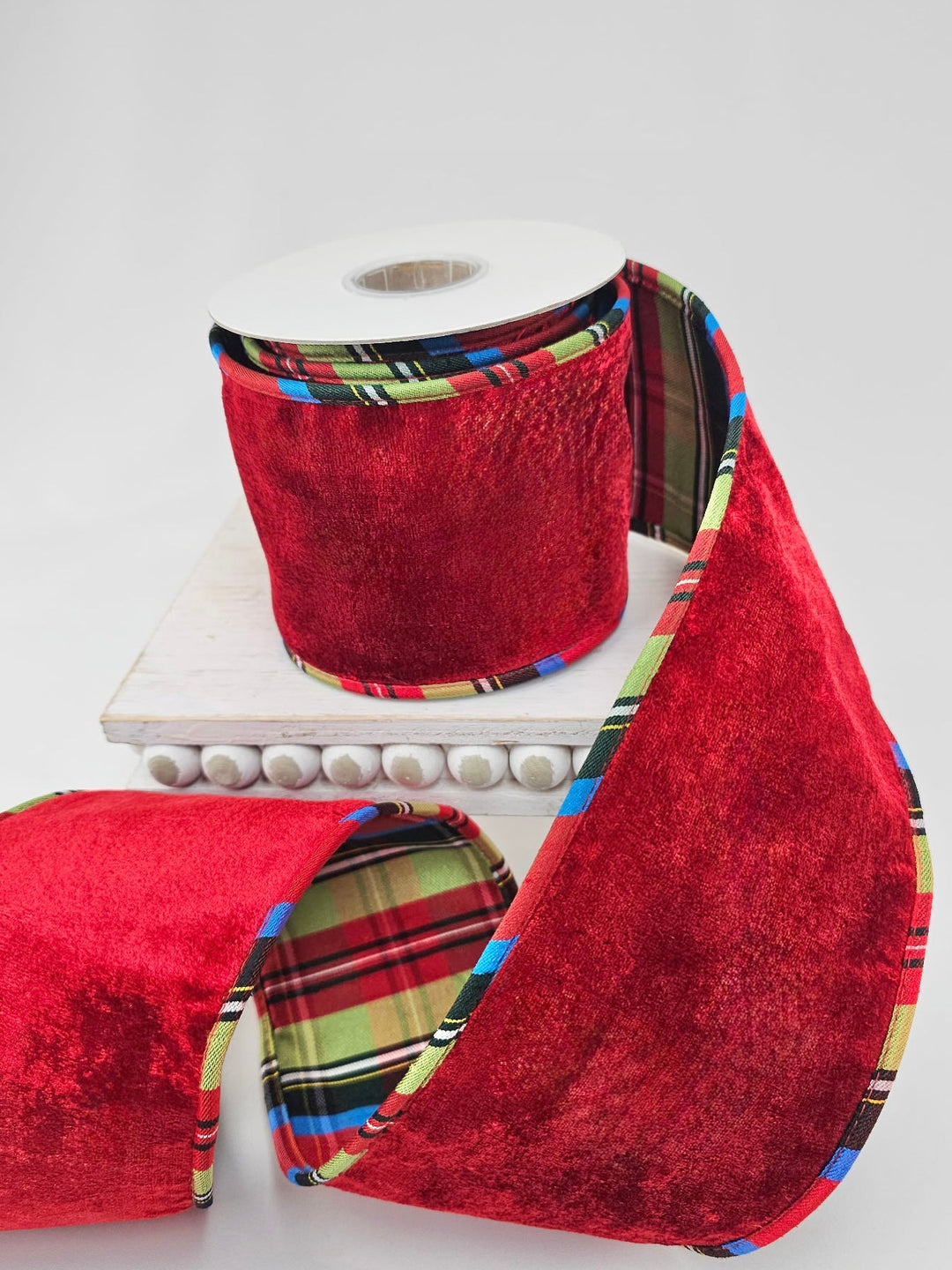 Red Sheldon Ribbon Plaid Backing & Piping - 4" - Greenery MarketXR602/4R