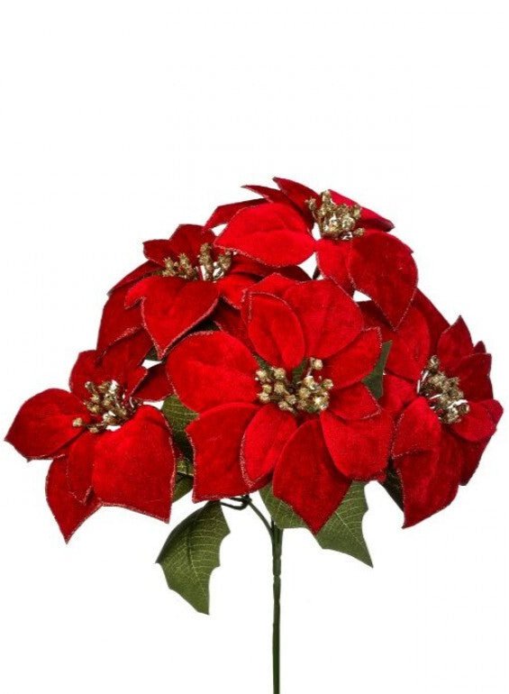 Red shimmer velvet poinsettia bush - Greenery MarketMTX73781