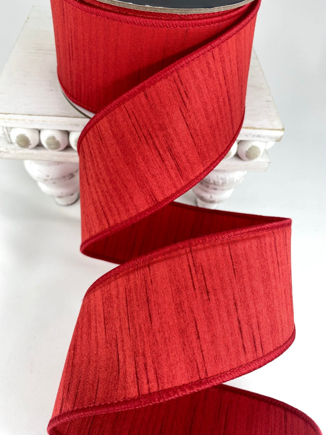 Red Shimmering Silk Farrisilk Wired Ribbon - 2.5" - Greenery MarketRK880 - 02