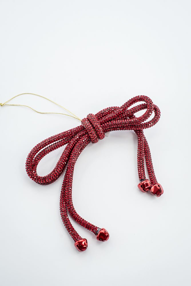 Red Sparkle Bow Ornament - 5.5" - Greenery MarketXN4954-RE