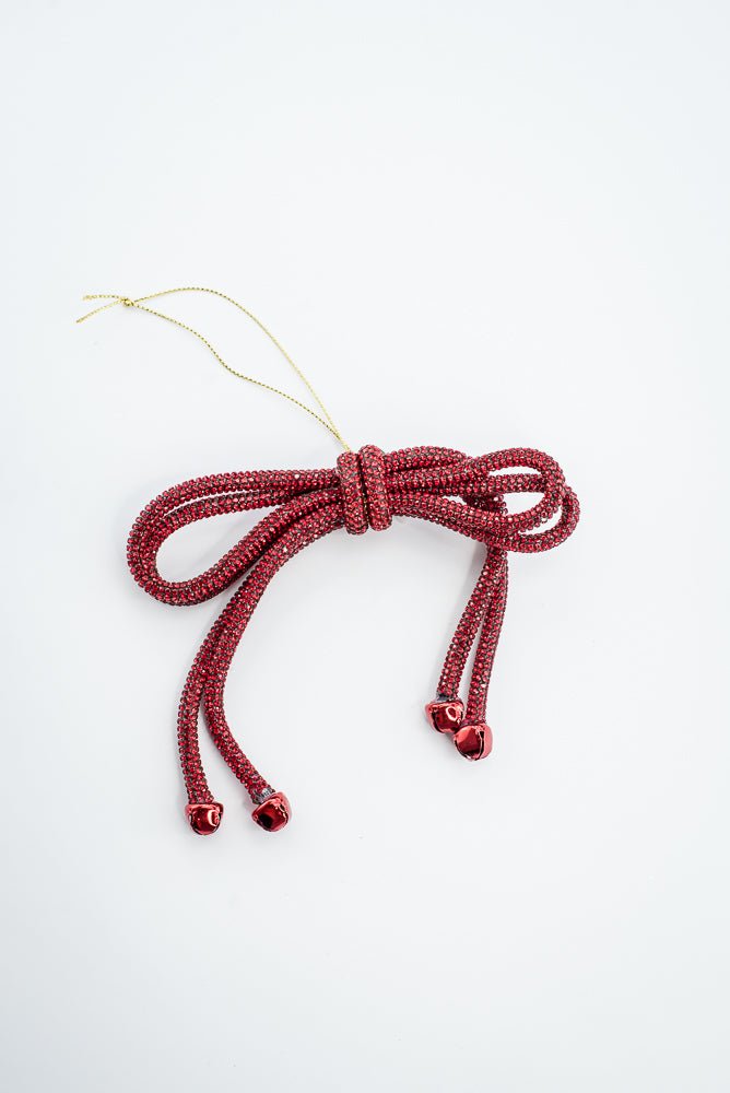 Red Sparkle Bow Ornament - 5.5" - Greenery MarketXN4954-RE