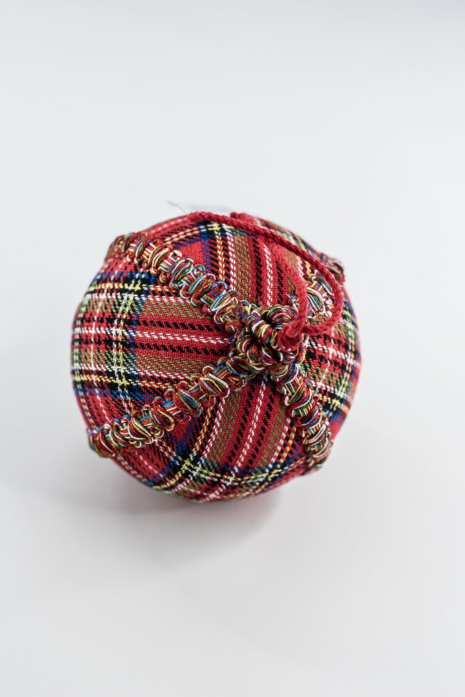 Red Tartan Plaid Ball Ornament - 5" - Greenery MarketXM6305-RE/MX
