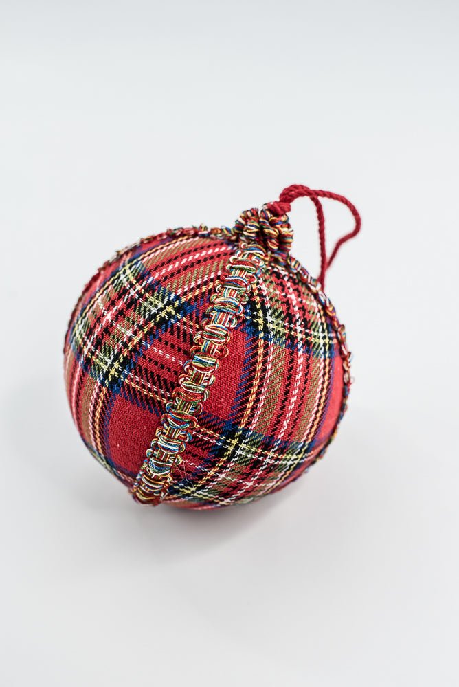 Red Tartan Plaid Ball Ornament - 5" - Greenery MarketXM6305-RE/MX