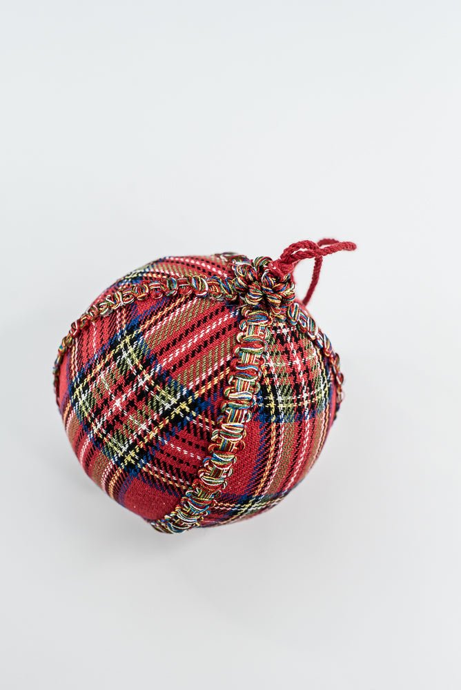 Red Tartan Plaid Ball Ornament - 5" - Greenery MarketXM6305-RE/MX