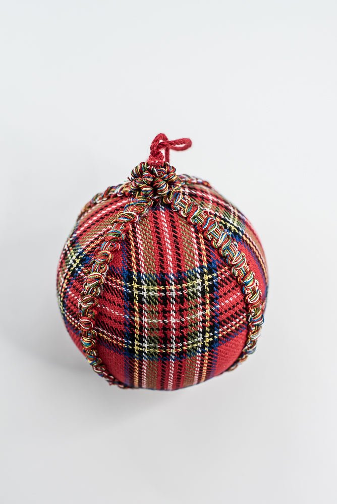 Red Tartan Plaid Ball Ornament - 5" - Greenery MarketXM6305-RE/MX